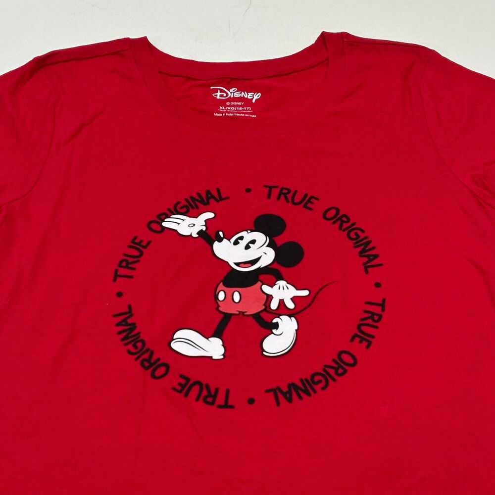 Disney Girls' Mickey T-Shirt Red True Original Graphic, Size XL (15-17)‎